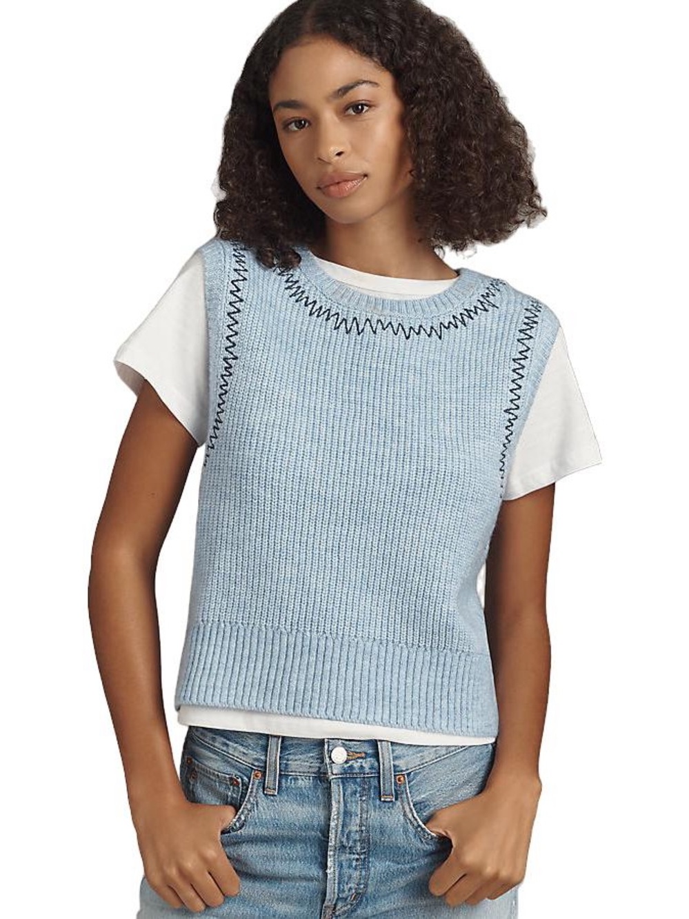 Pilcro zig zag‎ Sweater-vest Costal country club tennis varsity preppy S